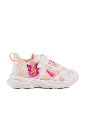 White Powder Velcro Mesh Girls Sneakers Ruffon F