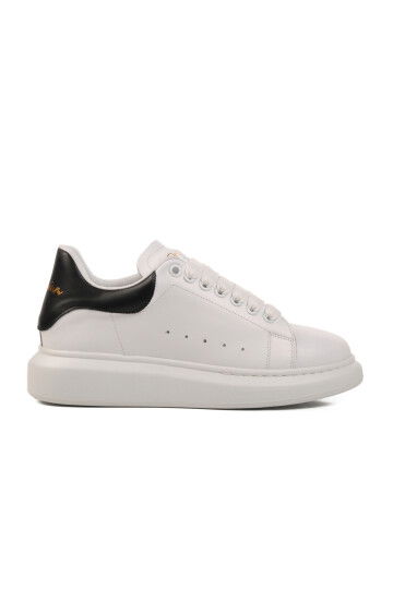 White Black Genuine Leather Mens Sneaker Premium 02028 M