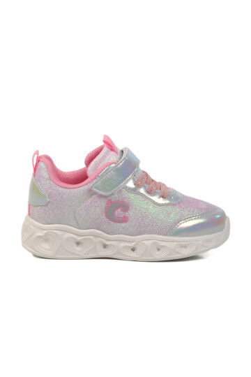 Silver Velcro Lighted Girls Sneakers Yuki P