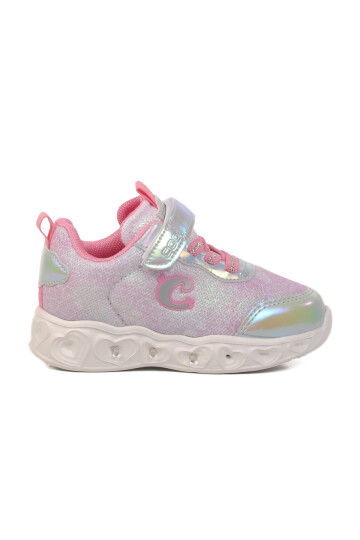 Silver Velcro Lighted Girls Sneakers Yuki B
