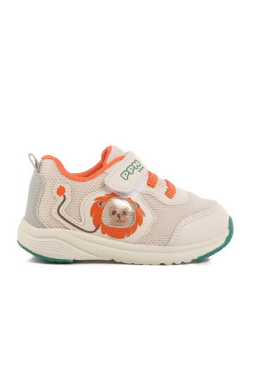 Cream Velcro Mesh Lightweight Unisex Childrens Sneakers 1931 İ