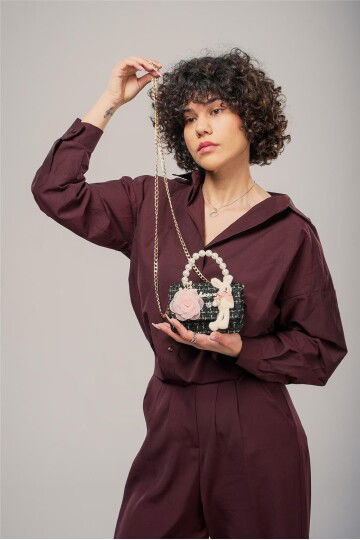 Black and White Womens Hand and Shoulder Bag 17944