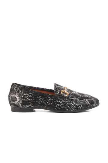 Black Patterned Thin Sole Lightweight Womens Ballerinas B-22 Z