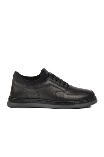 Black Genuine Leather Mens Casual Shoes 403 M