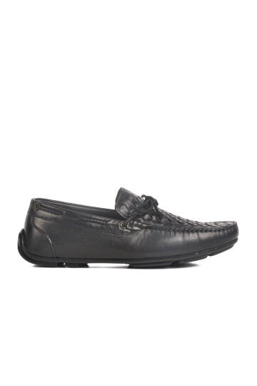Black Genuine Leather Mens Casual Shoes 2Y0173-163 M