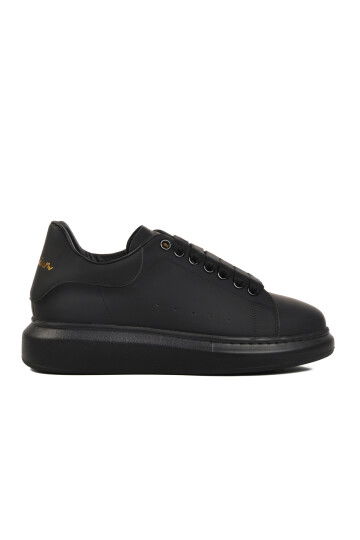 Black Genuine Leather Mens Sneaker Premium 02028 M