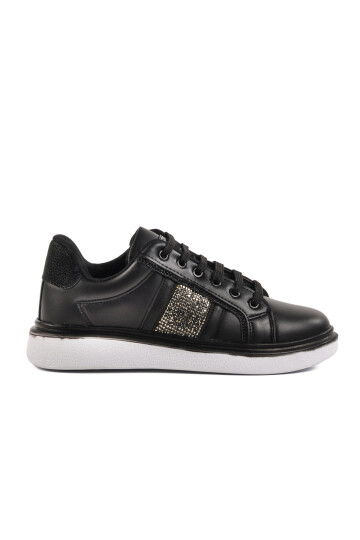 Black Lace-Up Womens Sneakers 707 Z
