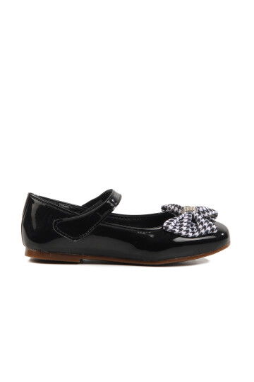 Black Patent Leather Girls Bow Ribbon Ballerina Flats 180 P