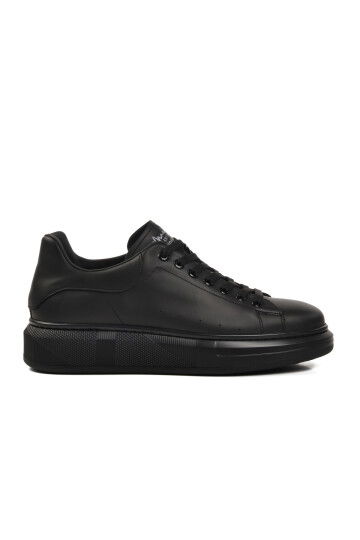 Black Genuine Leather Mens Sneakers 152-21028 M