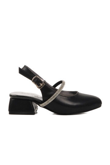 Black Stone Embroidered Girls Sandals 253 RY 4091 P