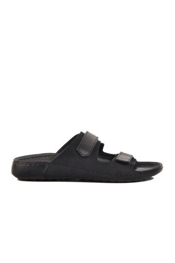 Black Double-Strap Lightweight Mens Slippers 80-012 M