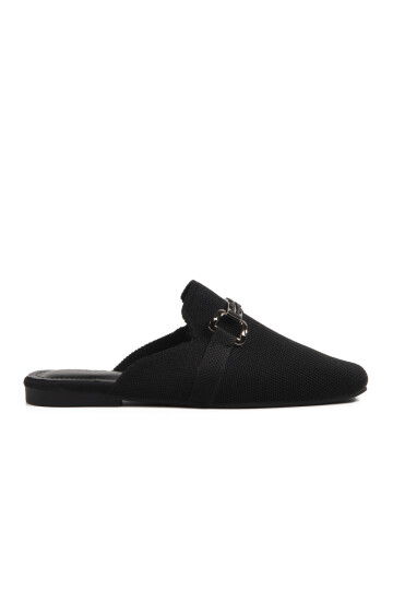 Black Knit Light Thin Sole Closed Front Womens Slippers 277132 Z