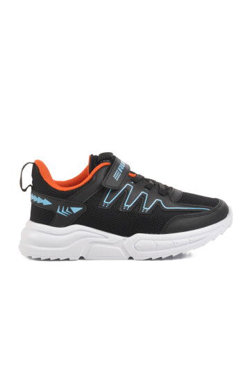 Black Orange Velcro Mesh Lightweight Boys Sneakers 2320 F