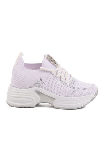 White Knit Thick Sole Womens Sneaker Lady 5002 Z