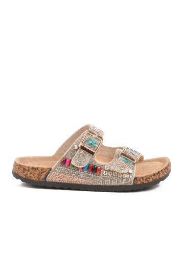 Silver Stone Embroidered Girls Slippers 25Y106-6 F