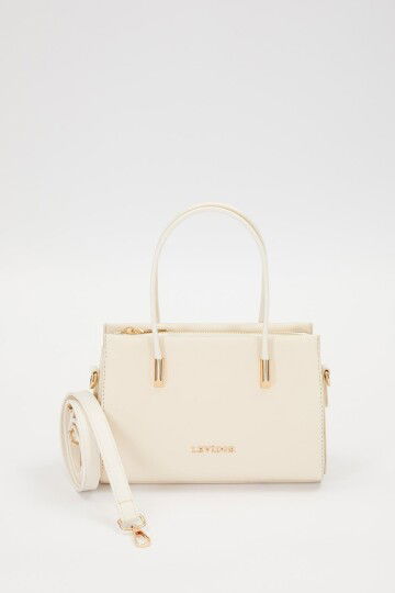 Cream Hidden Pocket Detailed Womens Hand and Shoulder Bag 930257