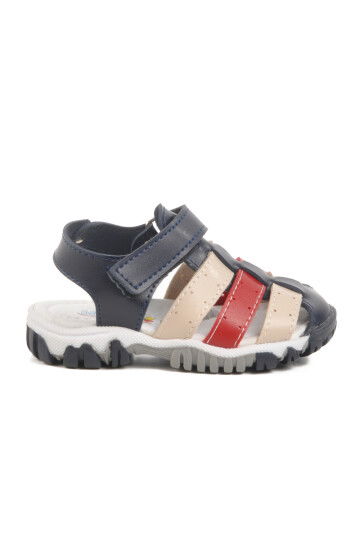 Navy Blue Red Velcro Lightweight Unisex Baby Sandals 173101 B