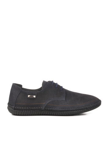 Navy Blue Nubuck Genuine Leather Orthopedic Mens Casual Shoes 2Y1039 M
