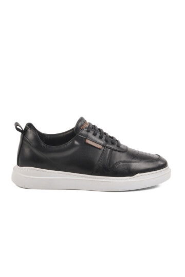 Black and White Genuine Leather Mens Sneaker Premium 412 M