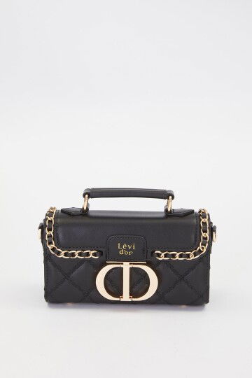 Black Metal Ring Detail Shoulder Bag 930427