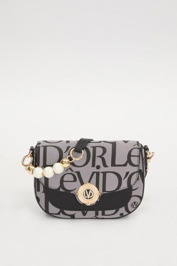 Black Fabric Textured Shoulder Bag 930277