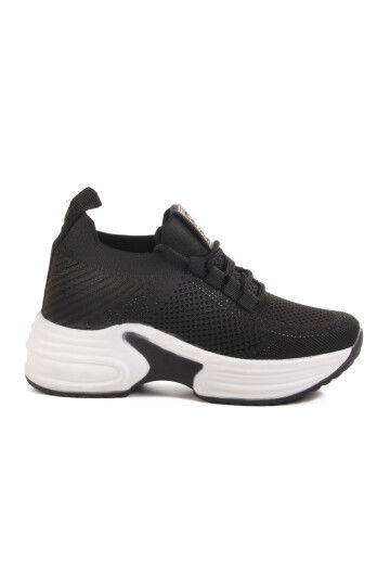 Black Knit Thick Sole Womens Sneaker Lady 5002 Z