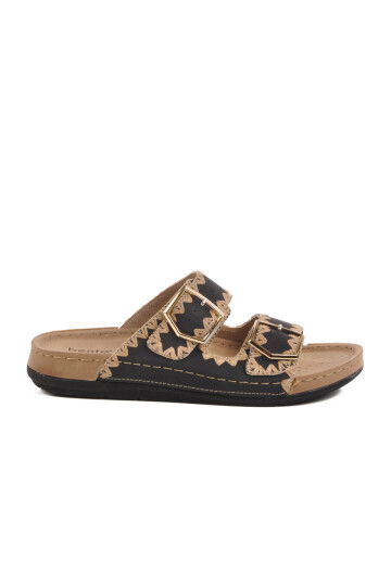 Black Anatomical Double-Strap Womens Slippers 41.001 Z