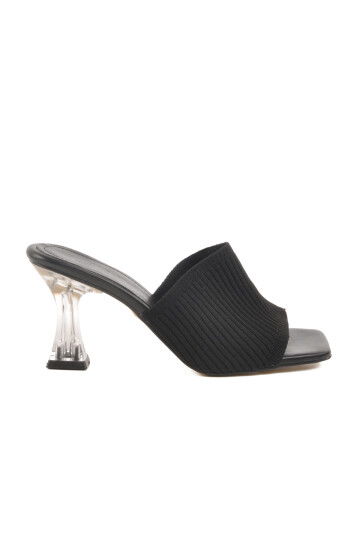 Black Womens High-Heeled Slippers T-401 Z