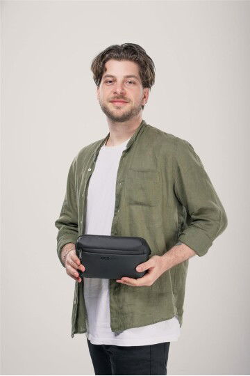 Black Single Strap Mens Crossbody Bag 51853