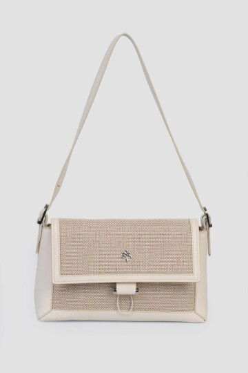 Beige Linen Womens Shoulder Bag IM579