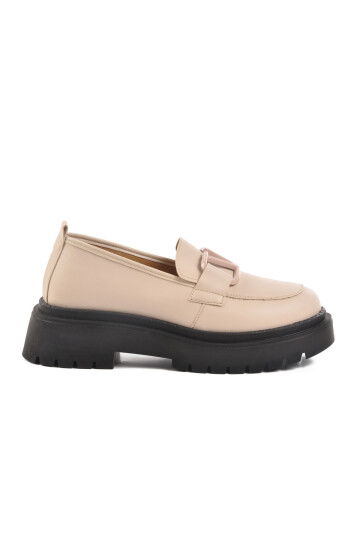 Beige High Sole Womens Casual Shoes F-2047 Z