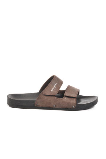 Brown Velcro Large Size Mens Slippers PC-7039 M
