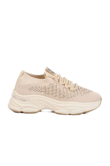 Cream Lightweight Knitted Anatomical Womens Sneakers B064 Z
