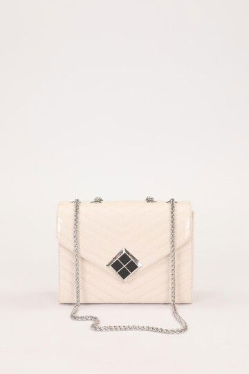 Cream Patent Leather Womens Shoulder Bag 930076