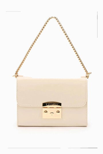 Cream Patent Leather Womens Shoulder Bag 930106
