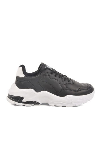 Black and White Leather Lace-Up Womens Sneakers 159 G