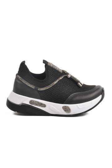 Black and White Anorak Stone Embroidered Womens Casual Shoes 702498 Z