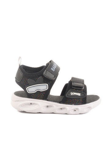 Black Velcro Lighted Baby Girl Sandals 018127 B