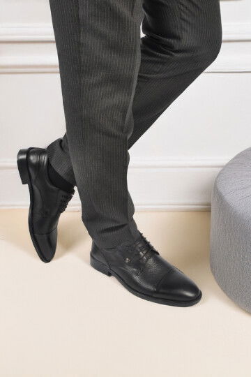 Black Genuine Leather Mens Classic Shoes 1612200 M