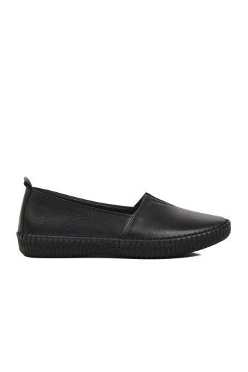 Black Genuine Leather Anatomic Womens Casual Shoes 7233-1 Z