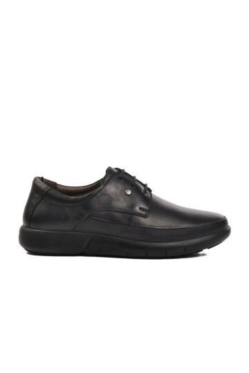 Black Genuine Leather Orthopedic Mens Casual Shoes 28612 M