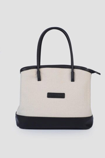 Black Linen Womens Hand and Shoulder Bag IM582