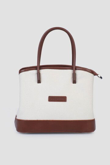 Tan Linen Womens Hand and Shoulder Bag IM582