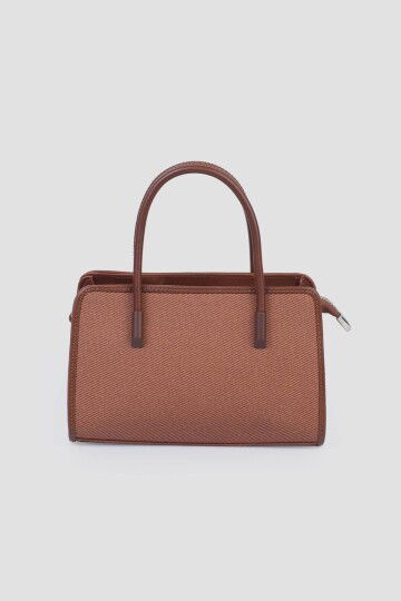 Tan Linen Womens Hand and Shoulder Bag IM591