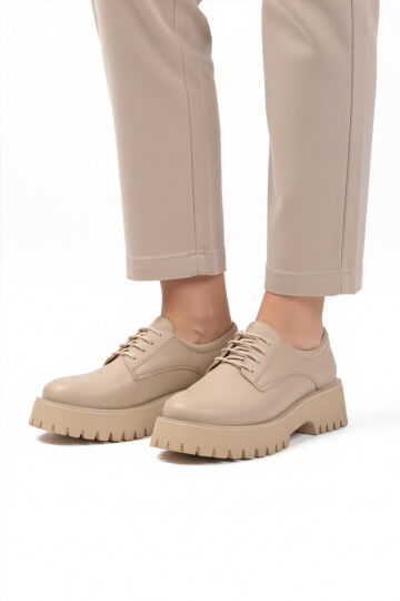 Beige Skin Thick Sole Womens Casual Shoes 572451 Z