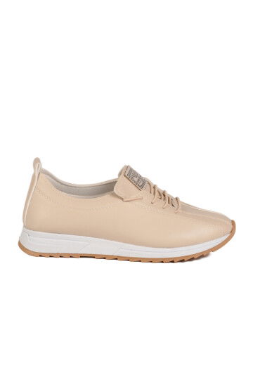 Beige Rubber Laced Womens Casual Shoes 027 Z