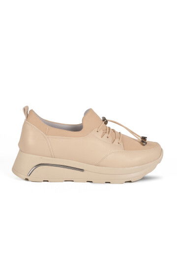 Beige Lock Lace-Up Womens Casual Shoes 1706 Z