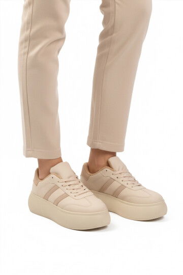 Beige High Sole Lace-Up Unisex Sneaker DVS-01 Z