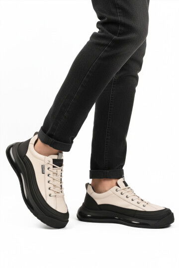 White Genuine Leather Mens Casual Shoes 24K500-1 M