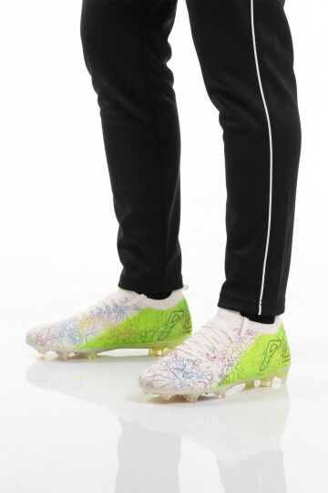 White Neon Green Sock Lace-Up Mens Cleats MK-252-153 M